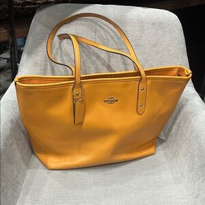 Coach Vibrant orange Leather Tote